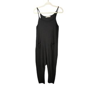 Lauren Manoogian Jumpsuit Womens S Black Lounge Knit Pockets
